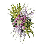 Green and Purple Funeral Spray on Stand<br>綠紫葬禮花牌連